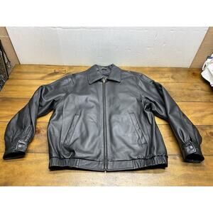 Airborne Air Force Leather Jacket Mens Medium Black Lined Full Zip